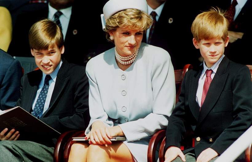 Księżna Diana z synami: księciem Williamem i księciem Harrym, 7.05.1995