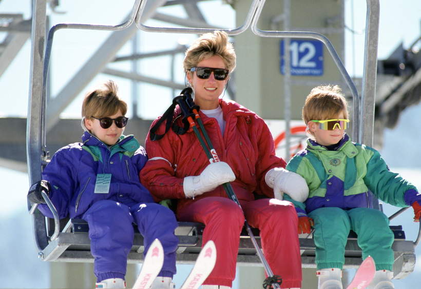 Księżna Diana z synami: Williamem i Harrym na nartach w Austrii