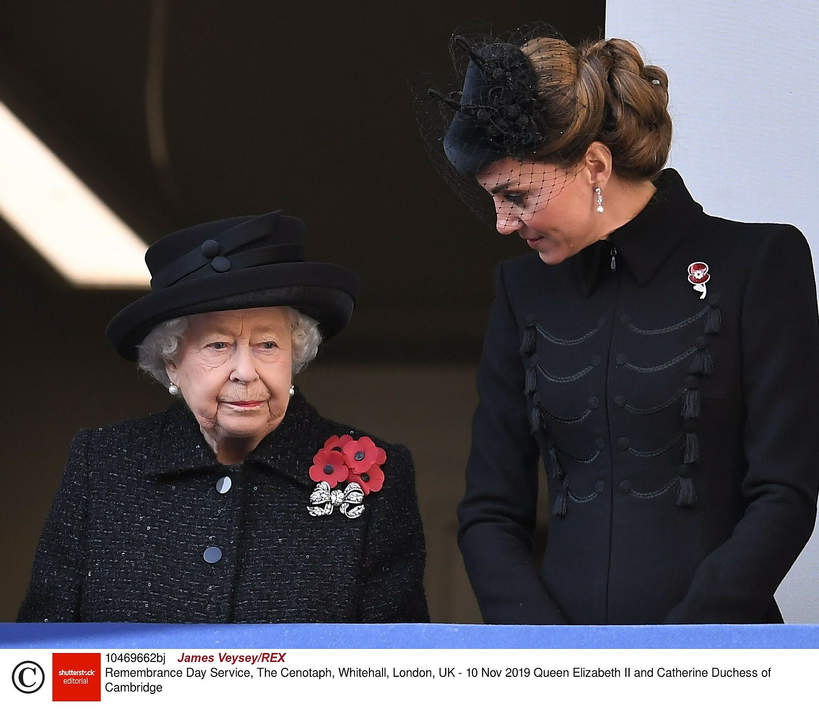 Księżna Kate i królowa Elżbieta II na obchodach Dnia Pamięci, 10.11.2019, Londyn