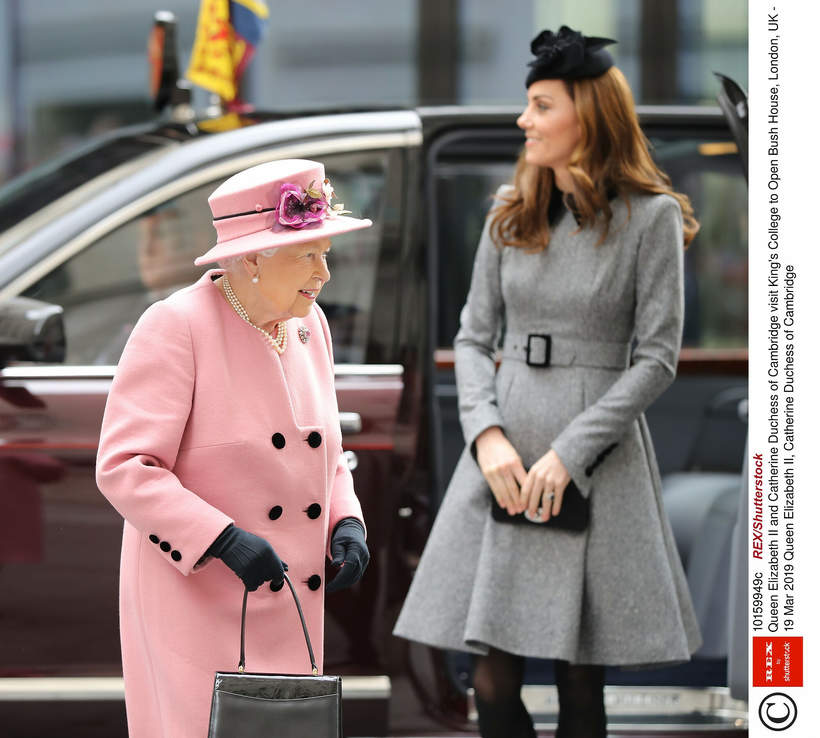 Księżna Kate i królowa Elżbieta II z wizytą w King's College, 19.03.2019, Londyn