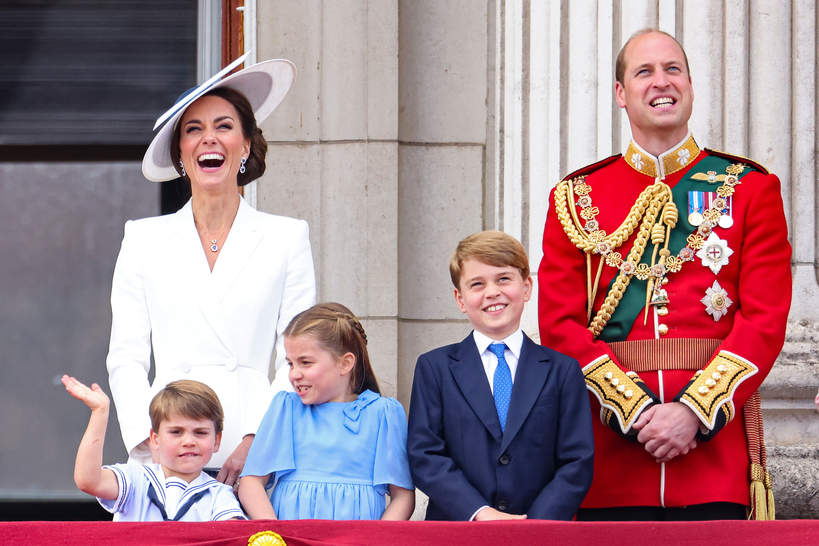Księżna Kate, książę William, książę George, księżniczka Charlotte i książę Louis, Trooping the Colour, 2.06.2022