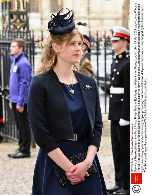 Lady Louise Windsor na mszy dziękczynnej za życie księcia Filipa, 29.03.2022