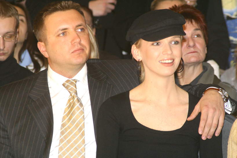 Magda Mołek, pierwszy mąż Daniel Lewczuk, Vistula - kolekcja wiosna-lato 2004, hotel Intercontinental, 17.02.2004 rok