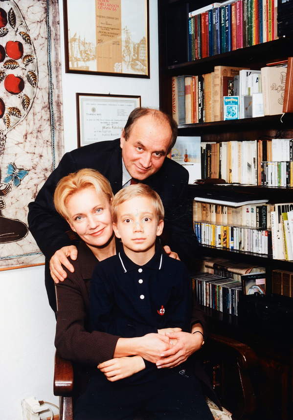 Maria Pakulnis, jej mąż Krzysztof Zaleski oraz ich syn Jan Zaleski, Warszawa, 1997 rok