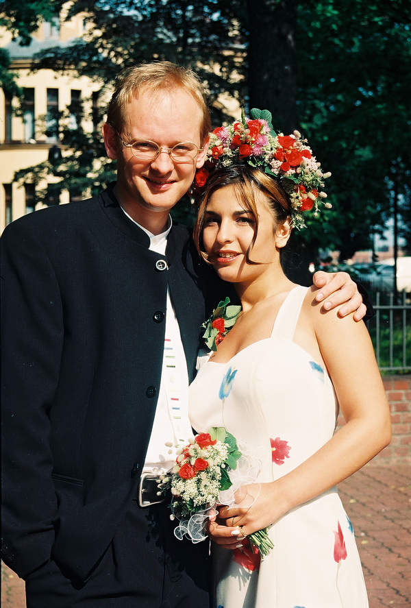 Paweł Stasiak, żona Diana, ślub pary w Łodzi, czerwiec 1997