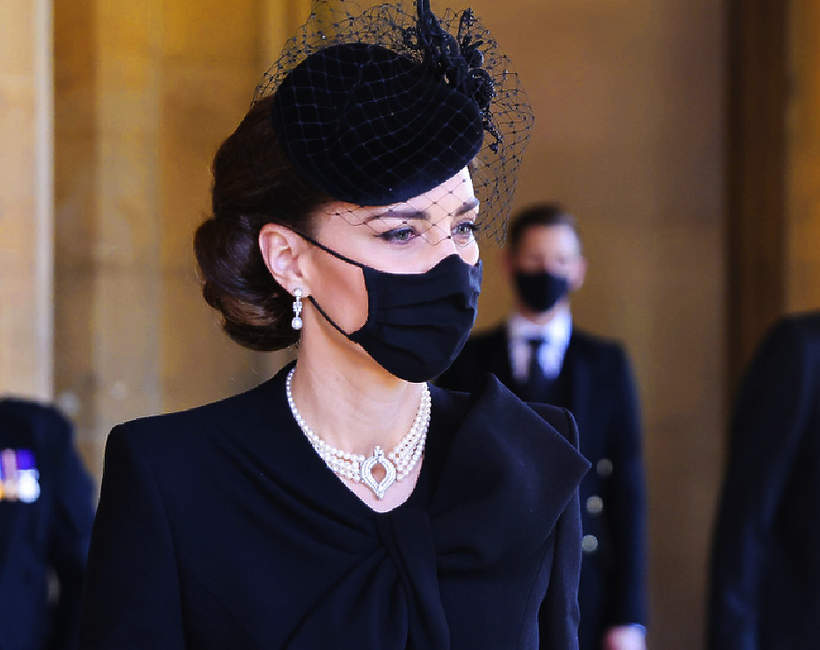 Pogrzeb księcia Filipa, 17.04.2021 rok, rodzina królewska w kondukcie żałobnym, księżna Kate