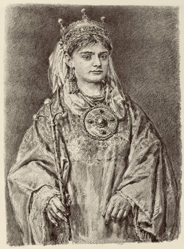 Rycheza Lotaryńska (993-1063) królowa Polski, żona Mieszka II. Portret Jana Matejki, reprodukcja