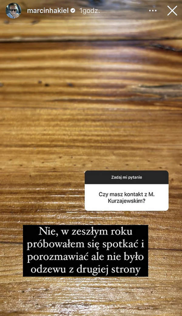 Sesja Q&A Marcina Hakiela na Instagramie, Katarzyna Cichopek, Maciej Kurzajewski