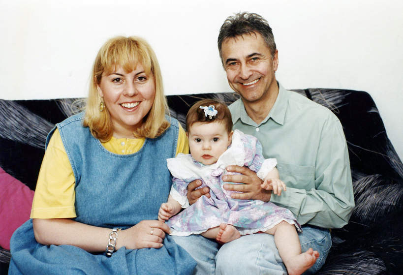Tadeusz Ross z żoną i córką, 30.11.1989 rok