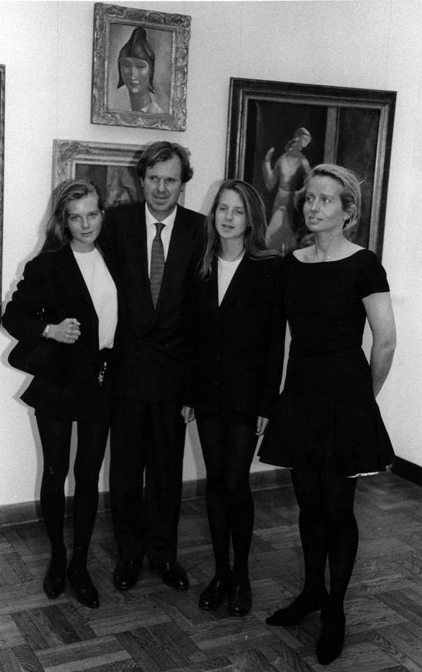 Wojciech Fibak z żoną Ewą i córkami, Muzeum Narodowe w Warszawie, 1992 rok