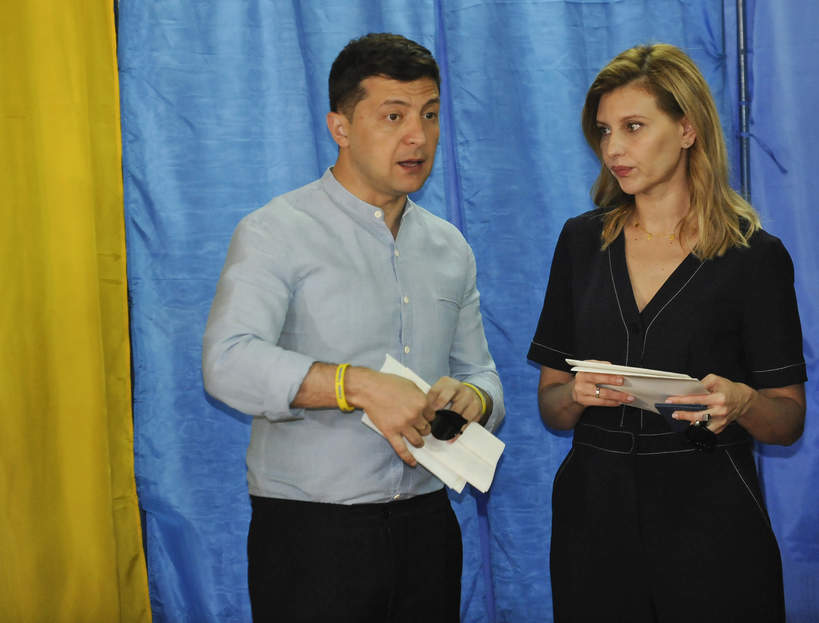 Wołodymyr Zełenski, prezydent Ukrainy, Olena Zełenska, jego żona, Kijów, Ukraina, 21.07.2019 rok