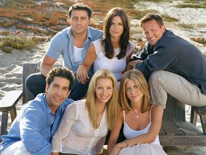 Jennifer Aniston, Matthew Perry, Lisa Kudrow, Matt LeBlanc, David Schwimmer, Courteney Cox na plaży