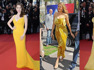 Anna Kendrick, Blake Lively, Jessica Chastain w żółtych kreacjach na festiwalu w Cannes