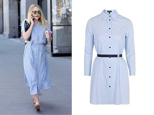 Dakota Fanning w stylizacji z koszulową sukienką Reformation oraz propozycje z naszych sklepów