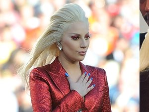 Lady Gaga z czerwonymi brokatowymi powiekami