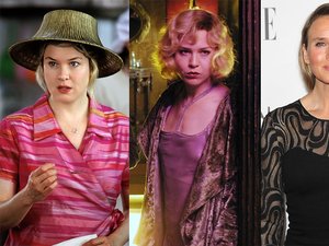 Renée Zellweger w filmie "Bridget Jones: W pogoni za rozumem" (2004), Chicago (2002) i na imprezie magazynu ELLE w 2014 r.