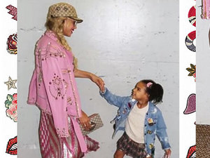 Stylizacje Beyonce i Blue Ivy - różowe, wzorzyste, kolorowe ubrania Gucci