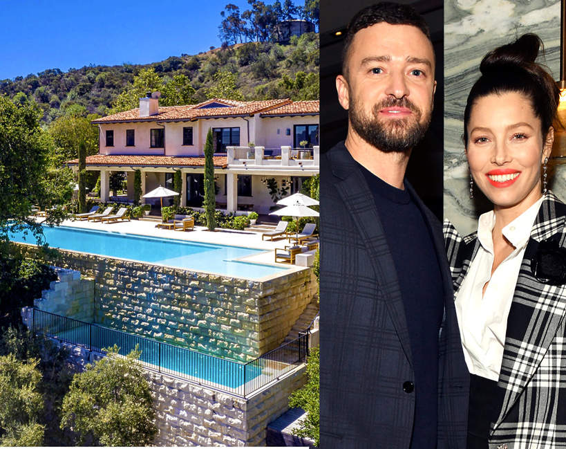 domy gwiazd - Justin Timberlake i Jessica Biel sprzedaja dom za ile wnetrze basen posiadlosc