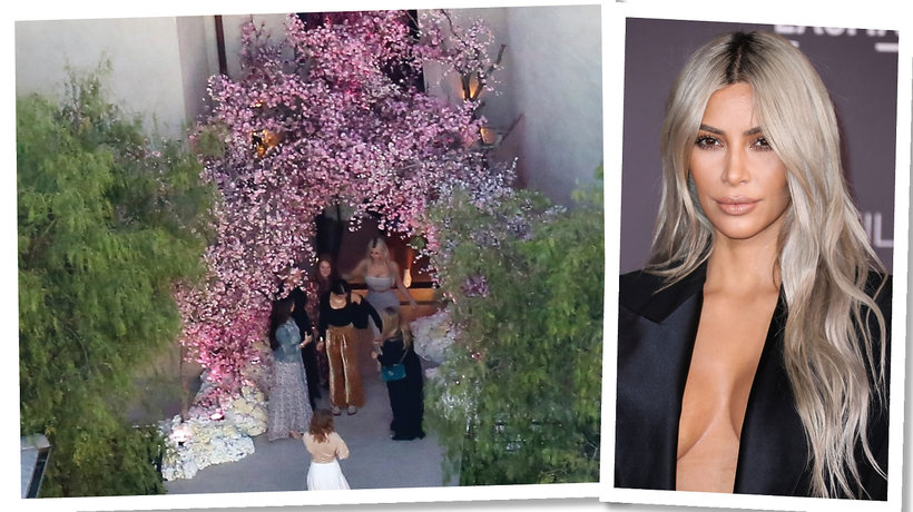 Kim Kardashian zorganizowała baby shower dla córki - Tea for Three z drzewkami wiśni cherry blossom