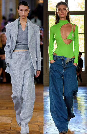 szerokie spodnie - trend na wiosnę i lato 2024,dzinsy z szerokimi nogawkami, bojowki, spodnie z materialu
