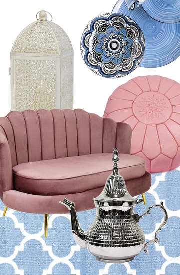 Wnętrza 2023 - trendy - pastele i marokańskie meble i doatki we wnętrzach balkon salon taras