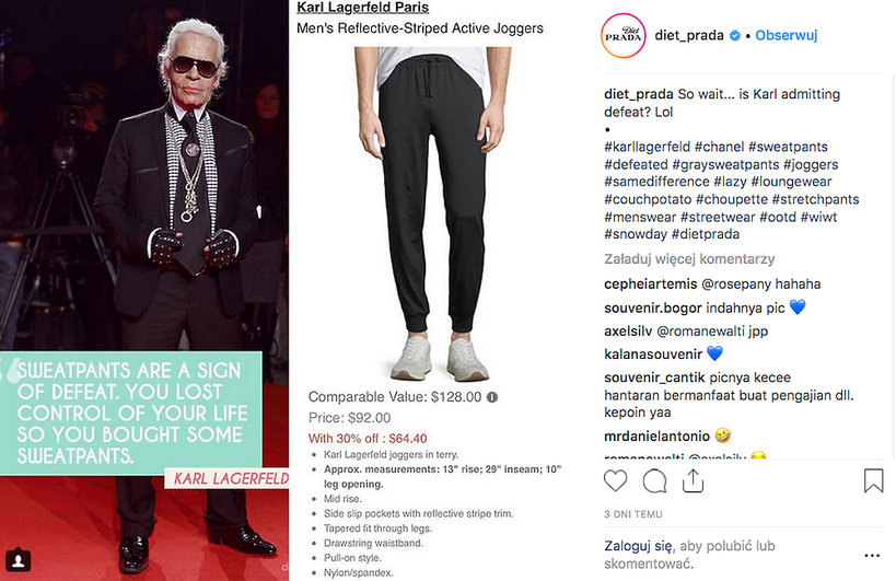 Internet kpi z cesarza mody, Karla Lagerfelda